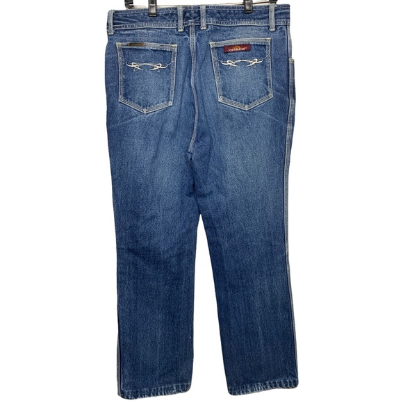 Vintage 70s Jordache Horse Head Blue Bootcut Denim Jeans Size 34 Long - Picture 1 of 7